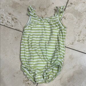 Old Navy Green and White Striped Toddler Romper 12-18 months